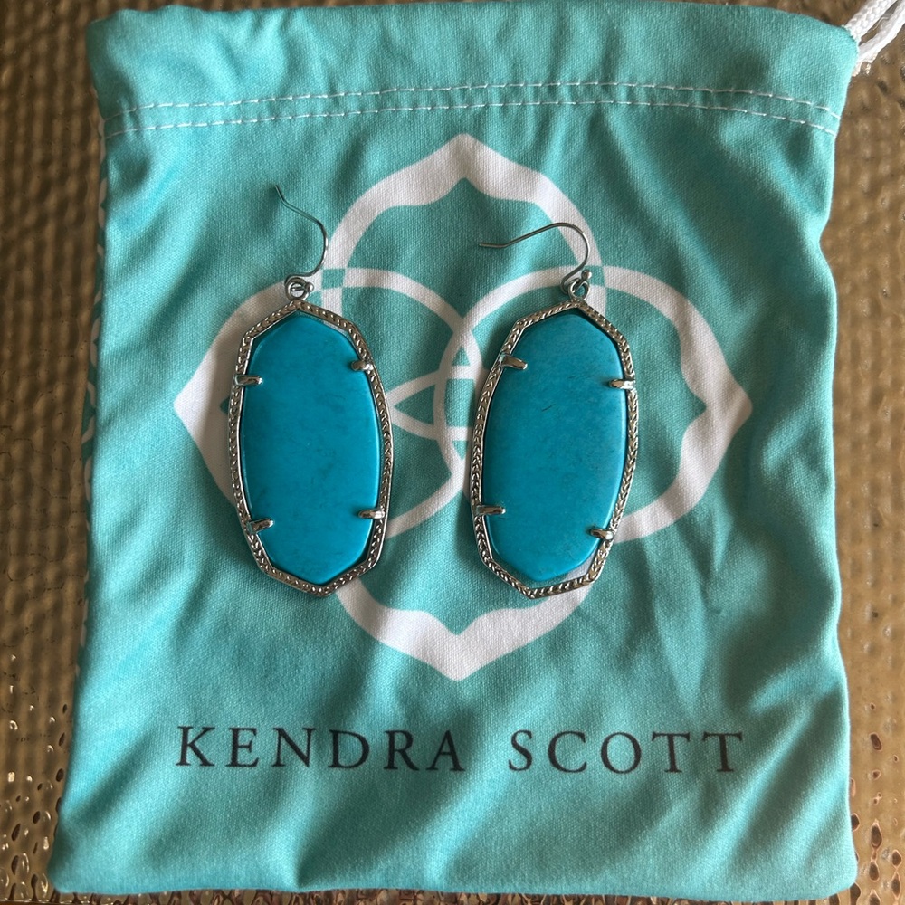 KENDRA SCOTT | ELLE SILVER DROP EARRINGS IN VARIEGATED TURQUOISE MAGNESITE
